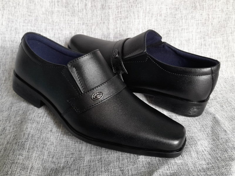 Mocasines de punta dubay para hombre, color negro, pintados a mano (ID#C091-NEGRO)