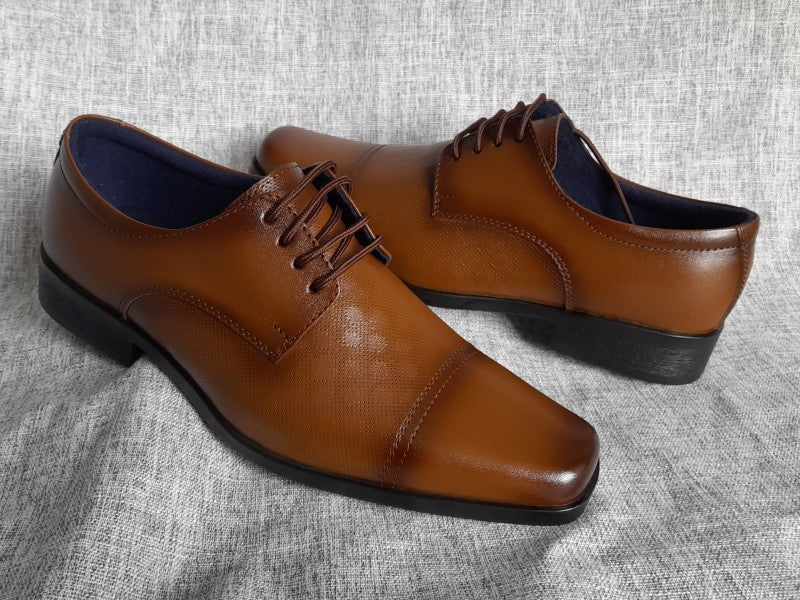 Zapatos Derby de punta dubay para hombre, color apache, pintados a mano (ID#C066-APACHE)