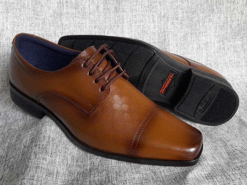 Zapatos Derby de punta dubay para hombre, color apache, pintados a mano (ID#C066-APACHE)