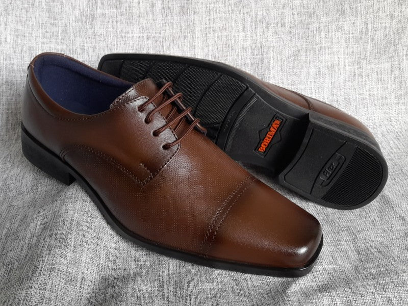 Zapatos Derby de punta dubay para hombre, color marrón, pintados a mano (ID#C066-MARRON)