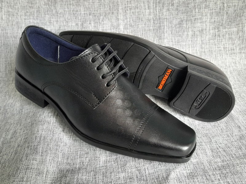Zapatos Derby de punta dubay para hombre, color negro, pintados a mano (ID#C066-NEGRO)
