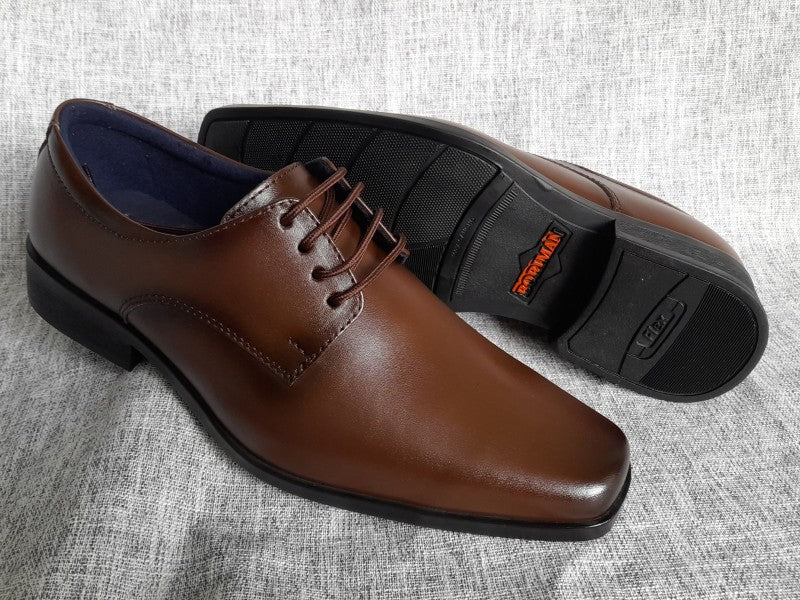 Zapatos Derby de punta dubay para hombre, color marrón, pintados a mano (ID#C046-MARRON)