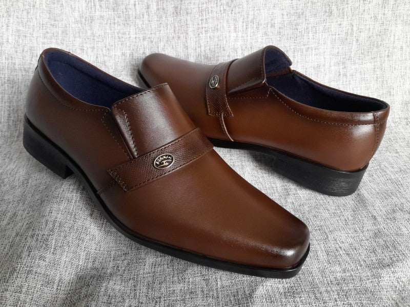 Mocasines de punta dubay para hombre, color marrón, pintados a mano (ID#C091-MARRON)