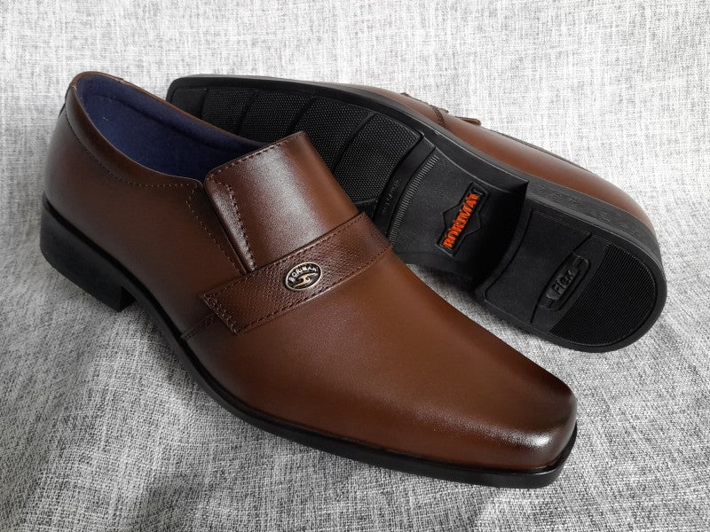 Mocasines de punta dubay para hombre, color marrón, pintados a mano (ID#C091-MARRON)