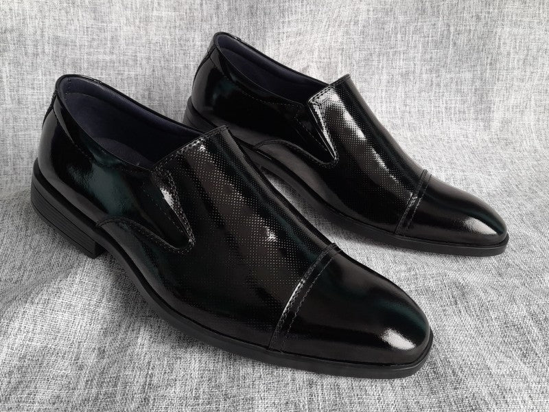 Mocasines de punta americana para hombre en color negro charol (ID#RK59-NEGRO CHAROL)