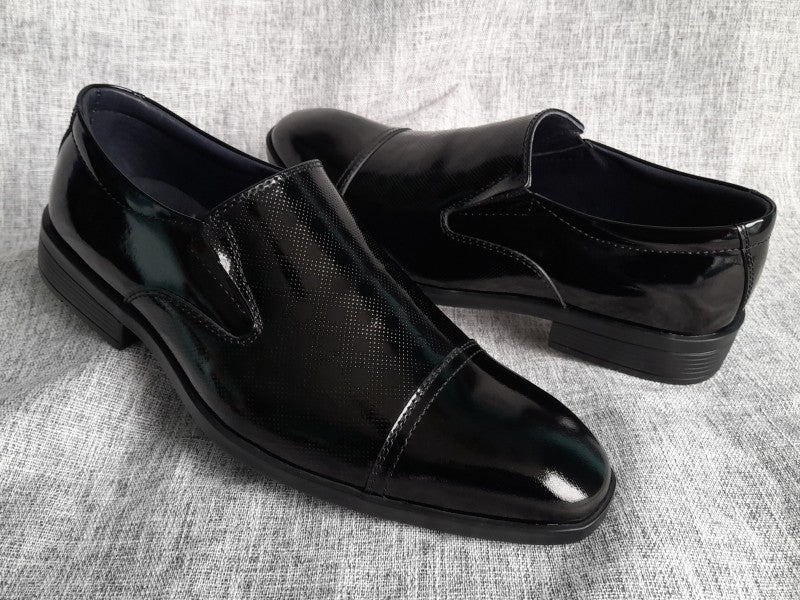 Mocasines de punta americana para hombre en color negro charol (ID#RK59-NEGRO CHAROL)