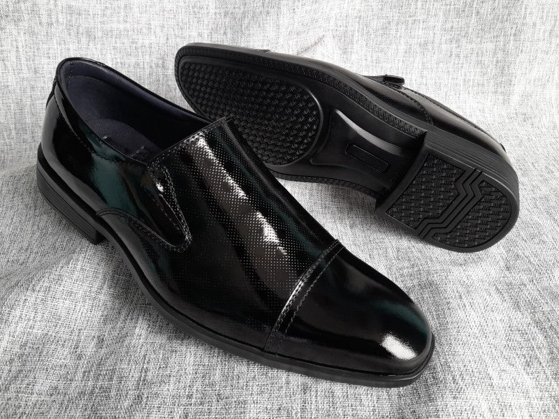 Mocasines de punta americana para hombre en color negro charol (ID#RK59-NEGRO CHAROL)
