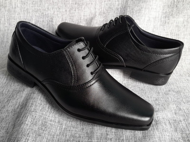 Zapatos Oxford de punta dubay para hombre, color negro, pintados a mano (ID#C045-NEGRO)