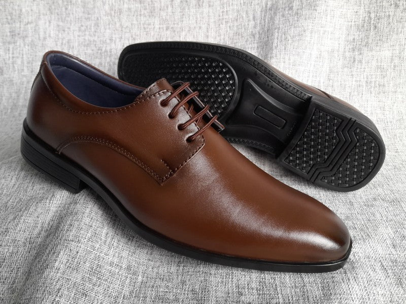 Zapatos Derby de punta americana para hombre en color marrón, pintados a mano (ID#RK46-MARRON)