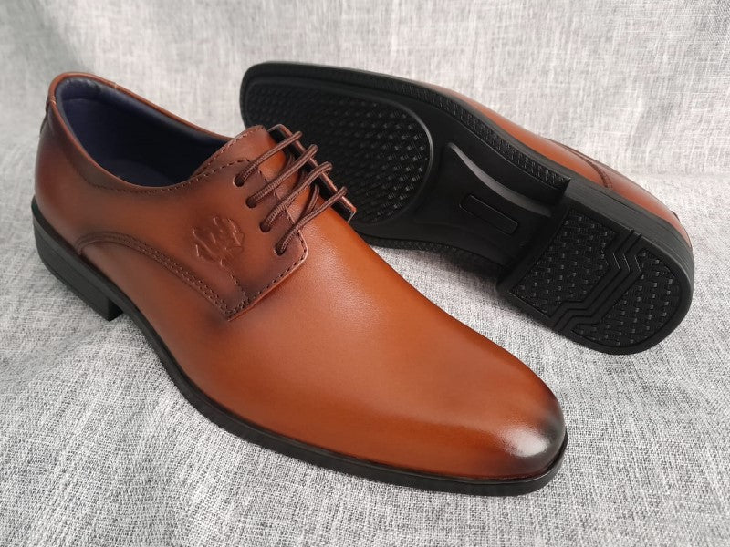 Zapatos Derby de punta americana para hombre en color cobre, pintados a mano (ID#RK46-COBRE)