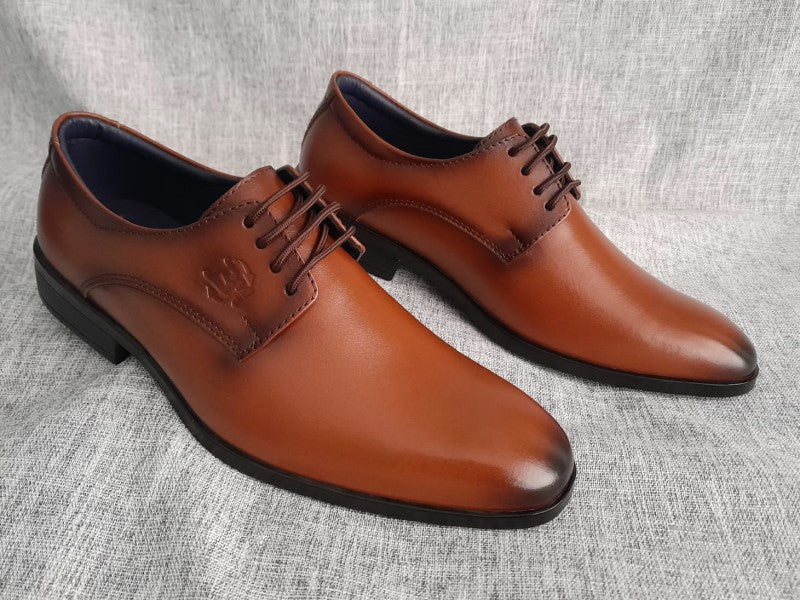 Zapatos Derby de punta americana para hombre en color cobre, pintados a mano (ID#RK46-COBRE)