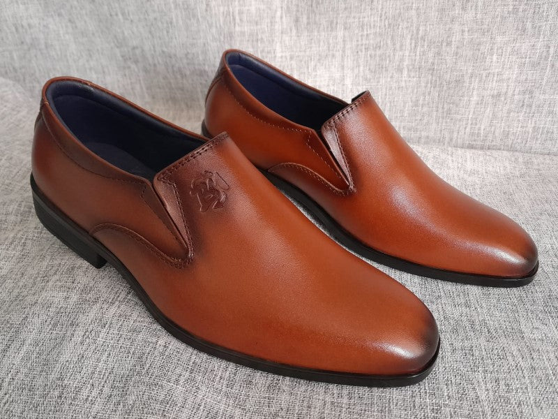 Zapatos Mocasines de punta americana para hombre en color cobre, pintados a mano (ID#RK58-COBRE)