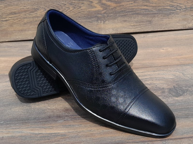 Zapatos Oxford de punta americana para hombre en color negro, pintados a mano (ID#RK65-NEGRO)