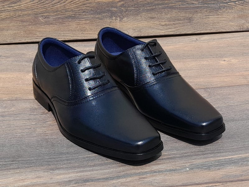 Zapatos Oxford de punta dubay para hombre en color negro, pintados a mano (ID#C045-NEGRO)