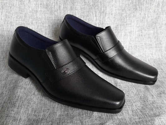 Mocasines de punta dubay para hombre, color negro, pintados a mano (ID#C091-NEGRO)