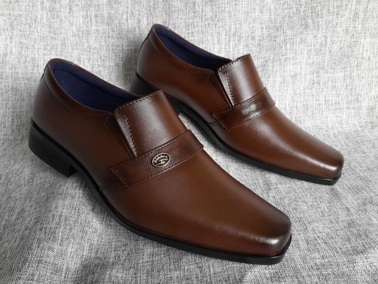 Mocasines de punta dubay para hombre, color marrón, pintados a mano (ID#C091-MARRON)
