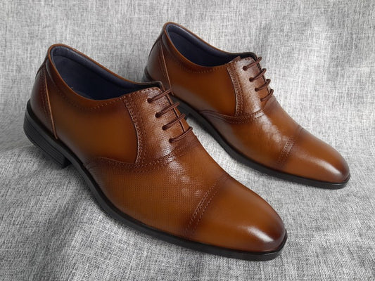 Zapatos Oxford de punta americana para hombre en color apache, pintados a mano (ID#RK65-APACHE)