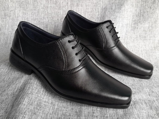 Zapatos Oxford de punta dubay para hombre, color negro, pintados a mano (ID#C045-NEGRO)