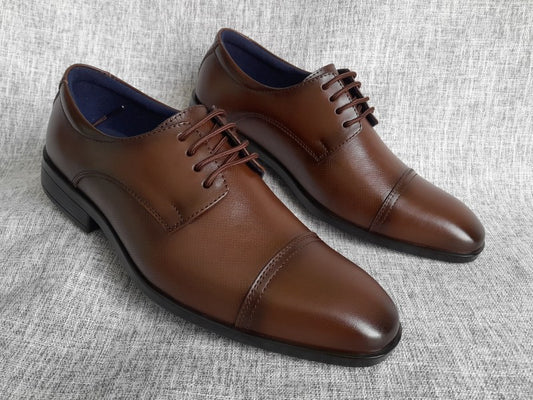 Zapatos Derby de punta americana para hombre en color marrón, pintados a mano (ID#RK60-MARRON)