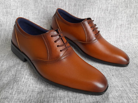 Zapatos Oxford de punta americana para hombre en color cobre, pintados a mano (ID#RK45-COBRE)