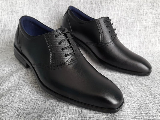 Zapatos Oxford de punta americana para hombre en color negro, pintados a mano (ID#RK45-NEGRO)