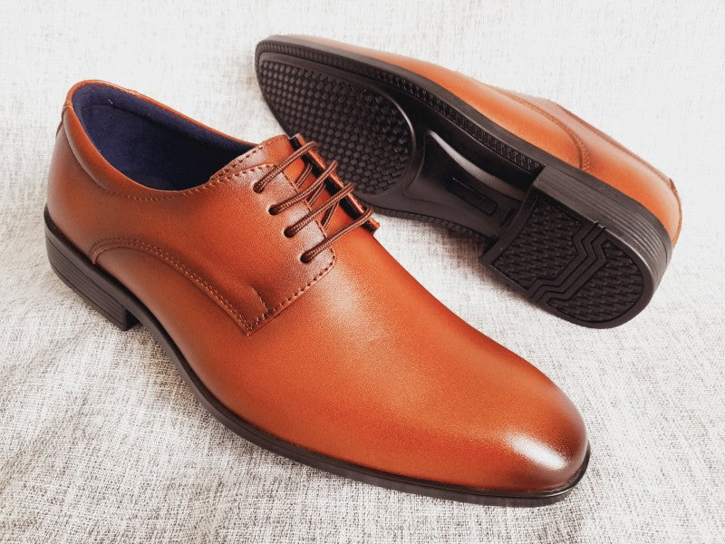 Zapatos Derby de punta americana para hombre en color cobre, pintados a mano (ID#RK46-COBRE)