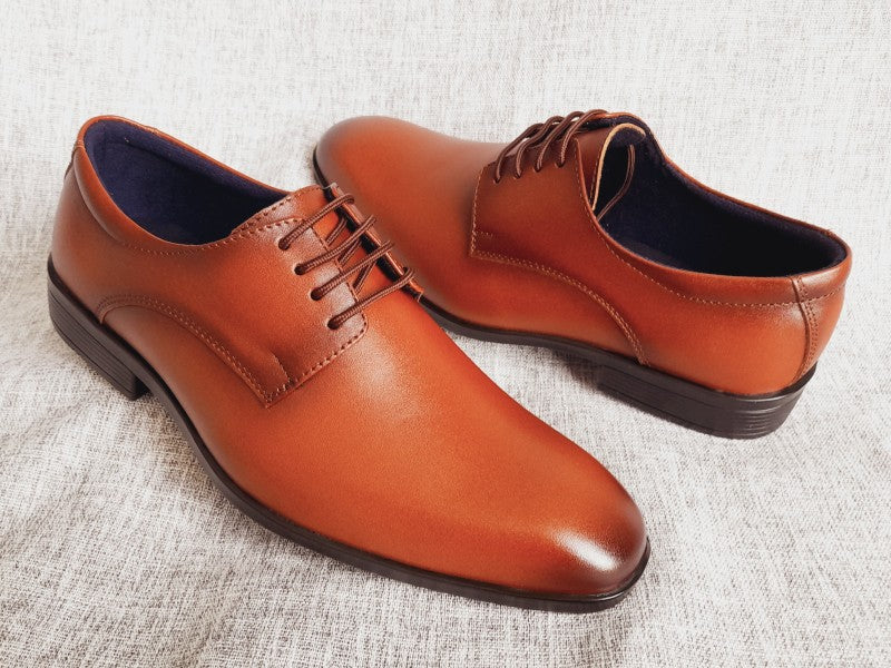 Zapatos Derby de punta americana para hombre en color cobre, pintados a mano (ID#RK46-COBRE)