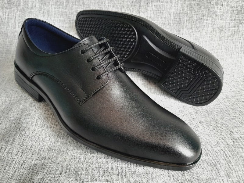 Zapatos Derby de punta americana para hombre en color negro, pintados a mano (ID#RK46-NEGRO)