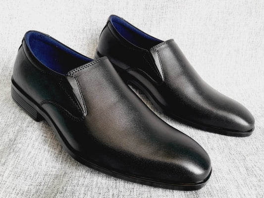 Zapatos Mocasines de punta americana para hombre en color negro, pintados a mano (ID#RK58-NEGRO)